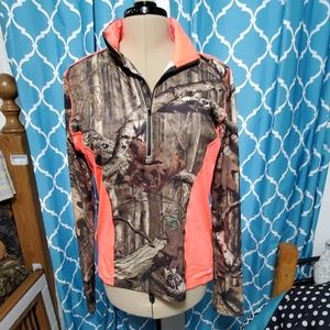 Neon pink and camo half zip